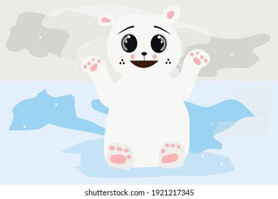 oso polar polar con cara linda en la nieve