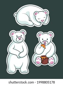 Polar bear. Cute bear set. Hand drawn vector illustration of a cute bear. Vector characters for baby shower card, kids t-shirts and stickers kit. Isolated.