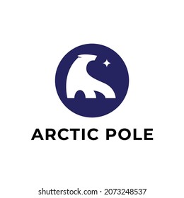 ours polaire, image vectorielle logo en cercle foncé