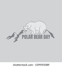 Polar bear day. Flat color vector isolated stock image of a polar bear on a white background