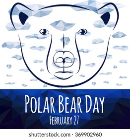 Polar bear day, greeting card. Vector illustration