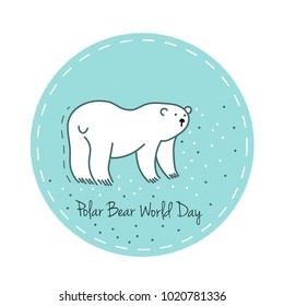 Polar Bear Day Vector flat Illustration. Sticker with white bear.