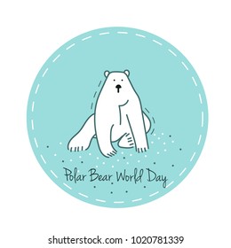 Polar Bear Day Vector flat Illustration. Sticker with white bear.