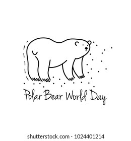 Polar Bear Day Vector flat Illustration. Sticker with white bear.