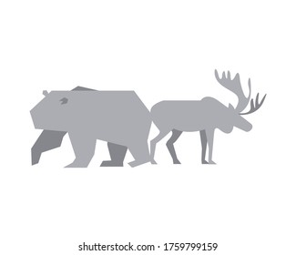 polar bear and deer silhouettes vector illustration design