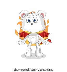 the polar bear demon with wings character. cartoon mascot vector