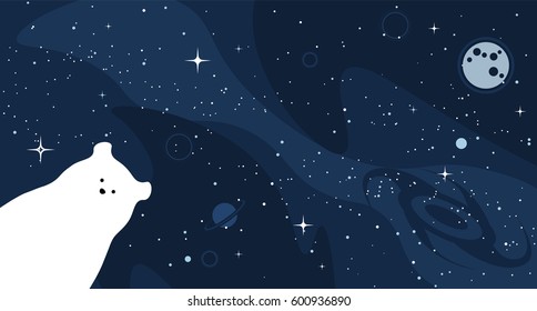 Polar bear design background. Vector flat cute template, simple minimal illustration with space