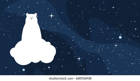 Polar bear design background. Vector flat cute template, simple minimal illustration with space