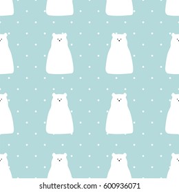 Polar bear design seamless pattern background. Vector flat cute template, simple minimal illustration