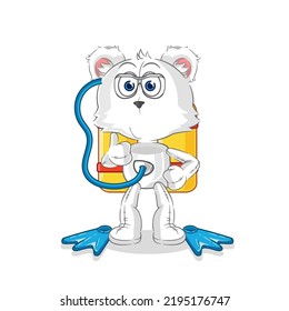 the polar bear diver cartoon. cartoon mascot vector