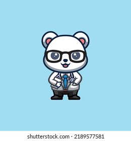 Polar Bear Doctor Cute Creative Kawaii Cartoon Mascot Logo