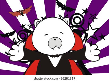 polar bear dracula cartoon background in vector format