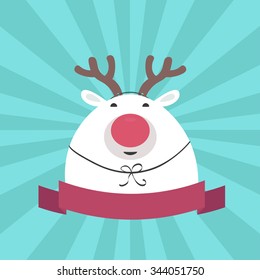 Polar bear dressed in deer - card for New Year
