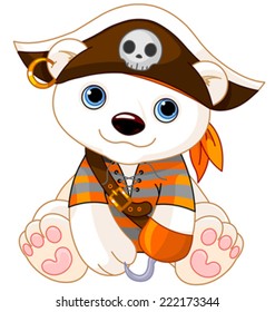 Polar Bear dressed-up like pirate for Halloween