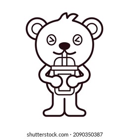 Polar Bear Drink Bubble Tea Coloring Page