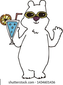 It is a polar bear enjoying summer. He likes sunglasses.