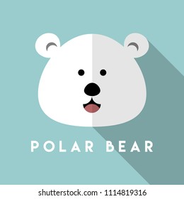 polar bear face with blue background