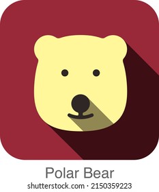 polar bear face flat icon design. Animal icons series.