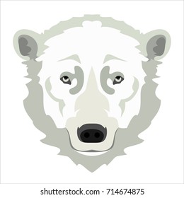 Polar bear. Face flat icon design. Animal icons