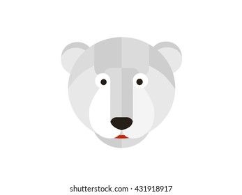 Polar bear face vector illustration flat