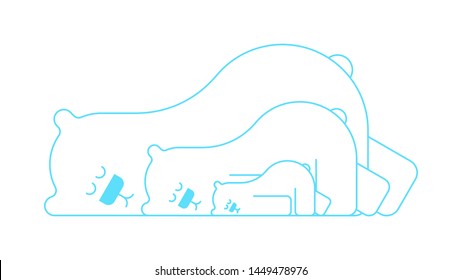 Polar bear family is asleep. Beast is sleeping. vector illustration