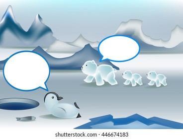 Polar Bear Family and Penguin chat.