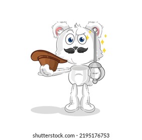 the polar bear fencer character. cartoon mascot vector