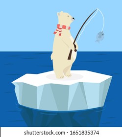 polar bear fishing on an ice floe 