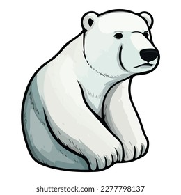 Polar Bear Flat Icon Isolated On White Background