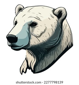 Icono plano del oso polar aislado en fondo blanco