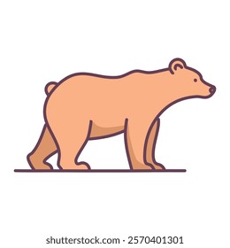 Polar bear flat icon isolated on white background. Red bears animal vector illustration.