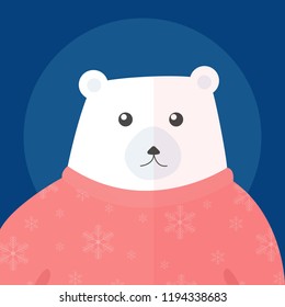 Polar bear flat vector