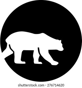 Polar bear in front of moon