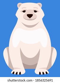 Polar bear front view. Arctic animal in cartoon style.