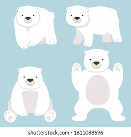 Polar bear funny Cartoon vector set