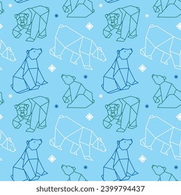Polar bear geometric shapes. Winter print. Vector.