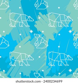 Polar bear geometric shapes. Winter print. Vector.