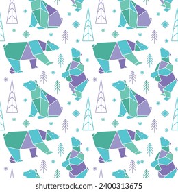 Formas geométricas de oso polar. Impresión de invierno. Vector.