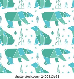 Polar bear geometric shapes. Winter print. Vector.