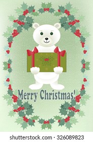 Polar bear and gift. vector illustration
