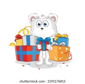 the polar bear give gifts mascot. cartoon vector