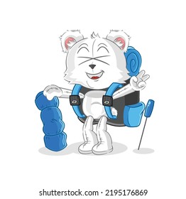 the polar bear go camping mascot. cartoon vector