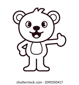 Polar Bear Good or Thumbs Up Pose Coloring Page