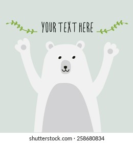 Polar bear greeting card with text
