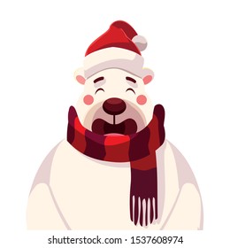 polar bear with hat and scarf vector illustration design
