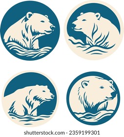 Polar bear head abstract circle logo
