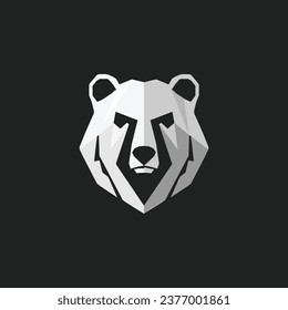 Polar bear head. angry bear head, and animals life theme background. Abstract geometric polygonal isolated vector black and white