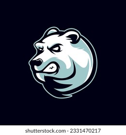 Polar bear head angry mascot logo
