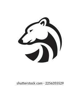 polar Bear head circle symbol design vector illustration with isolated white background