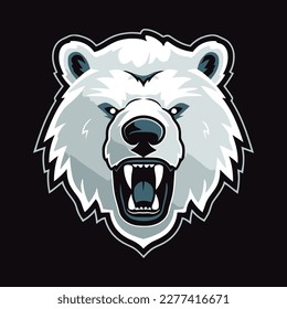 polar bear head esport logo vector illustration